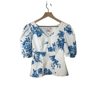 Rachel Parcell Smocked Puff Sleeve Floral Top